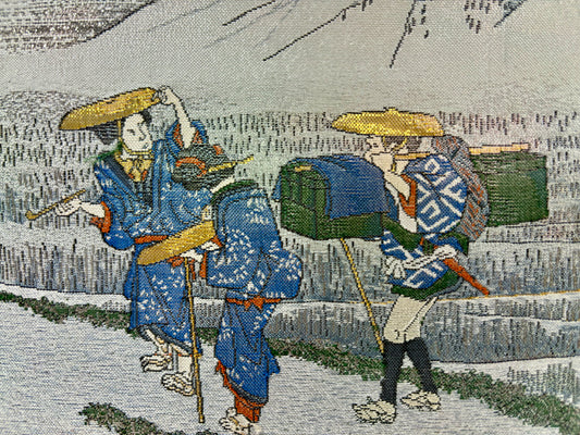 Nishijin Brocade Textile Artwork Fifty-Three Stations of the Tokaido: Hara close up