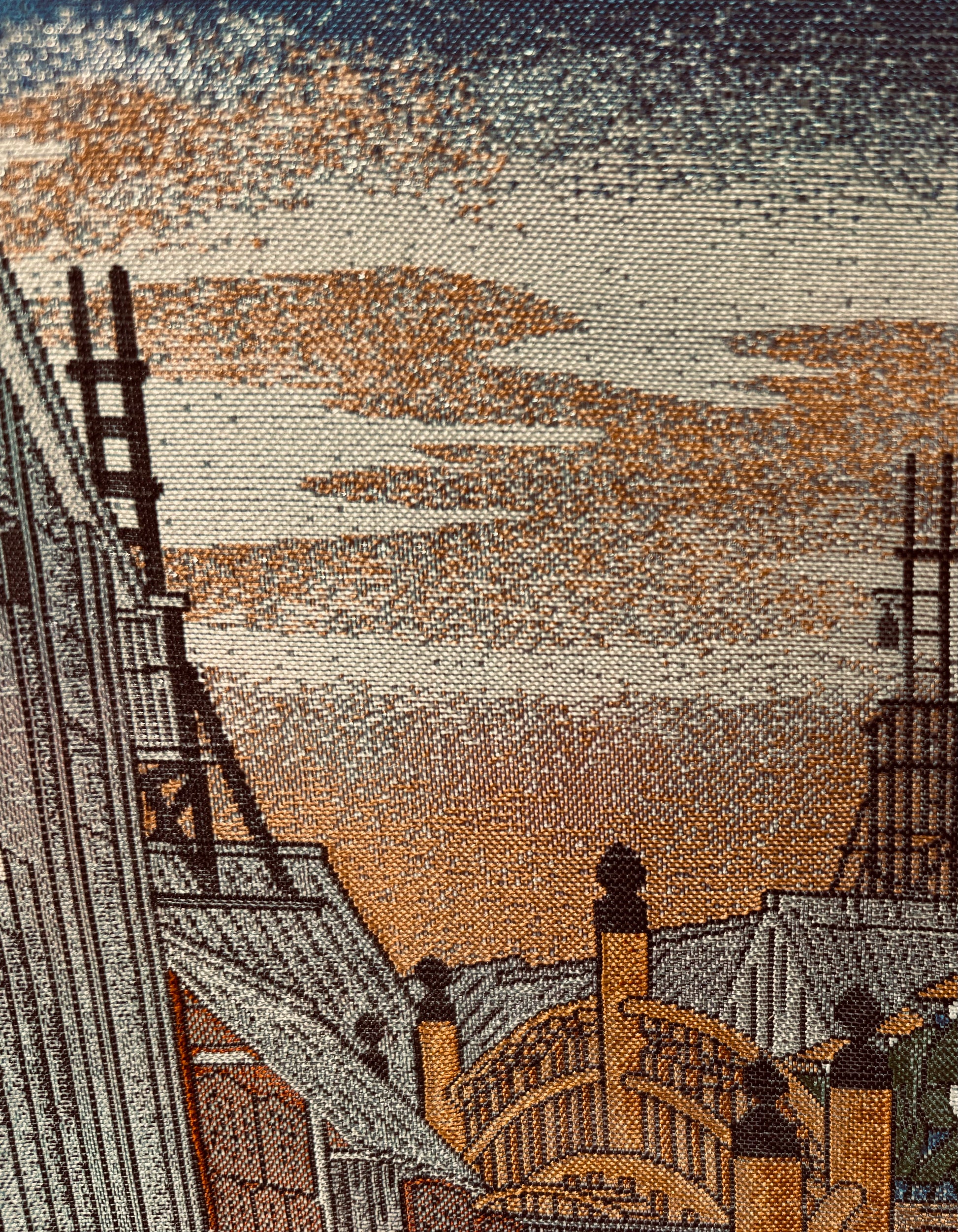 Nishijin Brocade Textile Artwork Fifty-Three Stations of the Tokaido: Nihonbashi detail