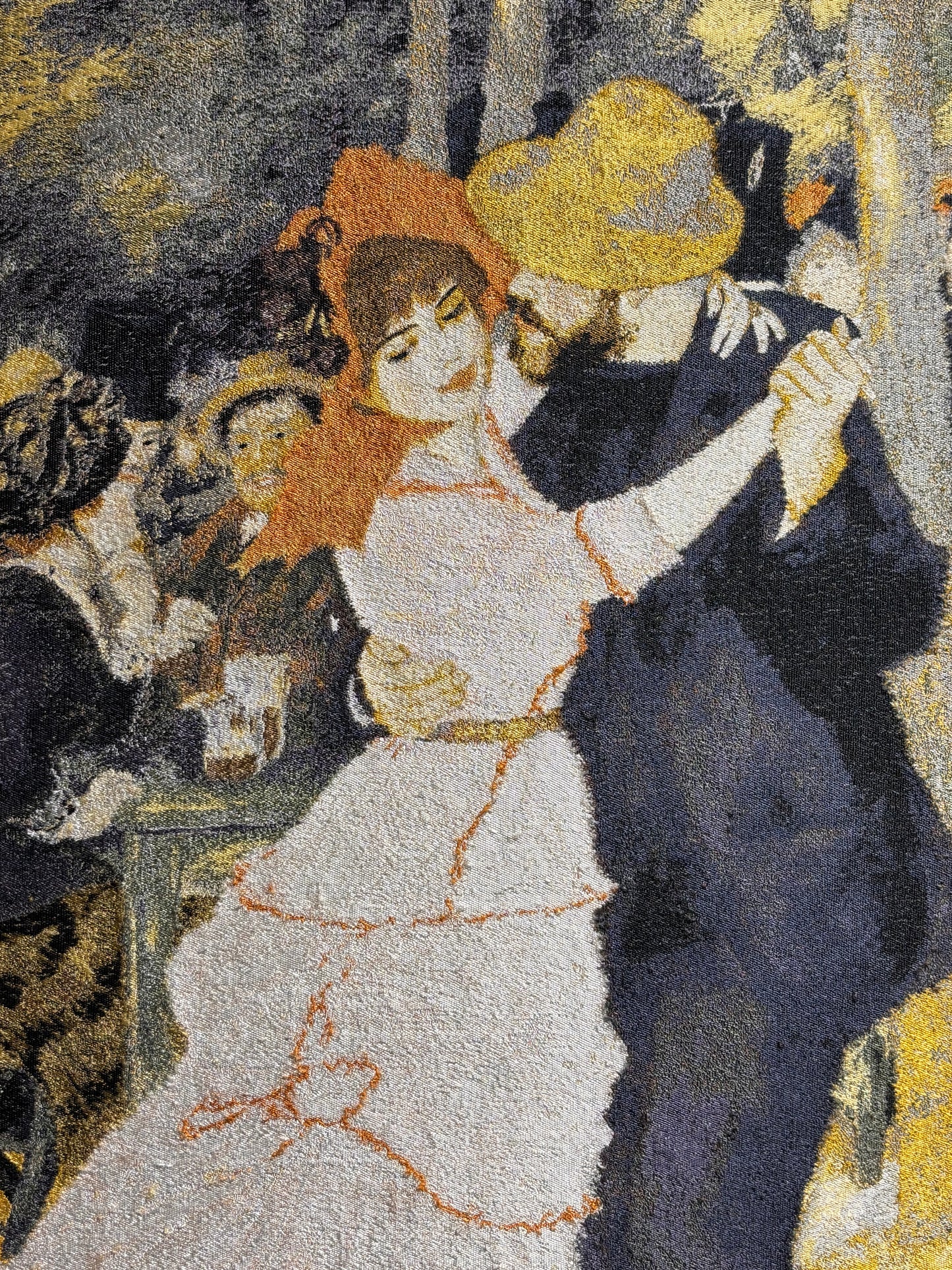 Nishijin Brocade Textile Artwork Renoir "Dance at Bougival" close up