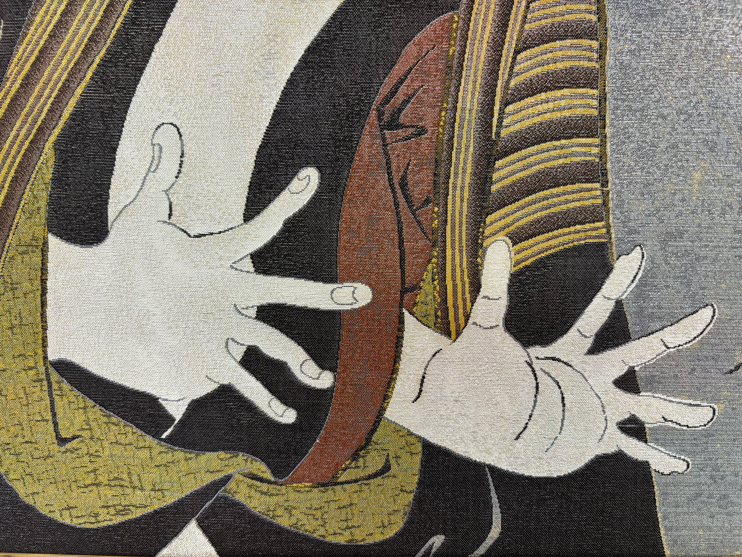 Nishijin Brocade Textile Artwork Tōshūsai Sharaku  "Otani Oniji" detail