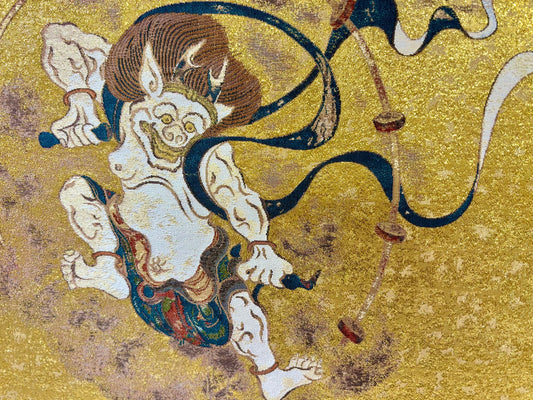 西陣織額装 風神雷神図 Nishijin Brocade Textile Artwork Tawaraya Sōtatsu "Wind God and Thunder God"