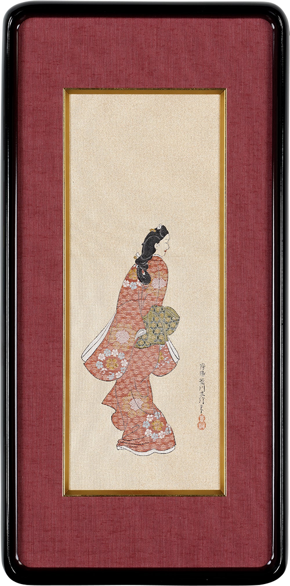 Nishijin Luxury Textile Art Ukiyo-e Hishikawa Moronobu "Beauty Looking Back"