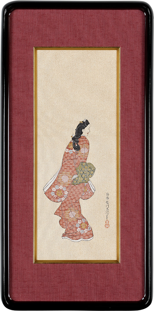 Nishijin Luxury Textile Art Ukiyo-e Hishikawa Moronobu "Beauty Looking Back"