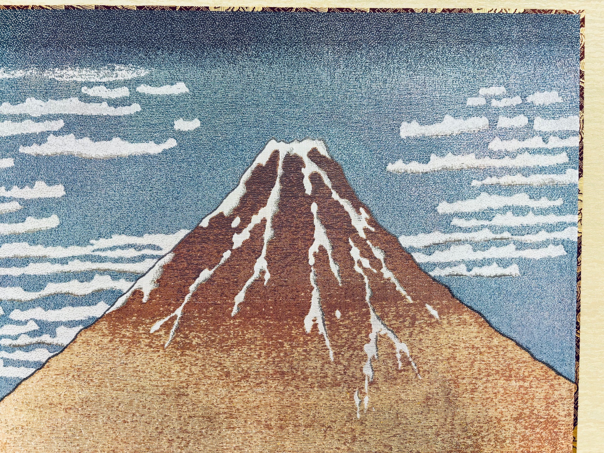 Nishijin Luxury Textile Artwork Fine Wind, Clear Morning (Hokusai, Thirty-Six Views of Mt. Fuji) detail