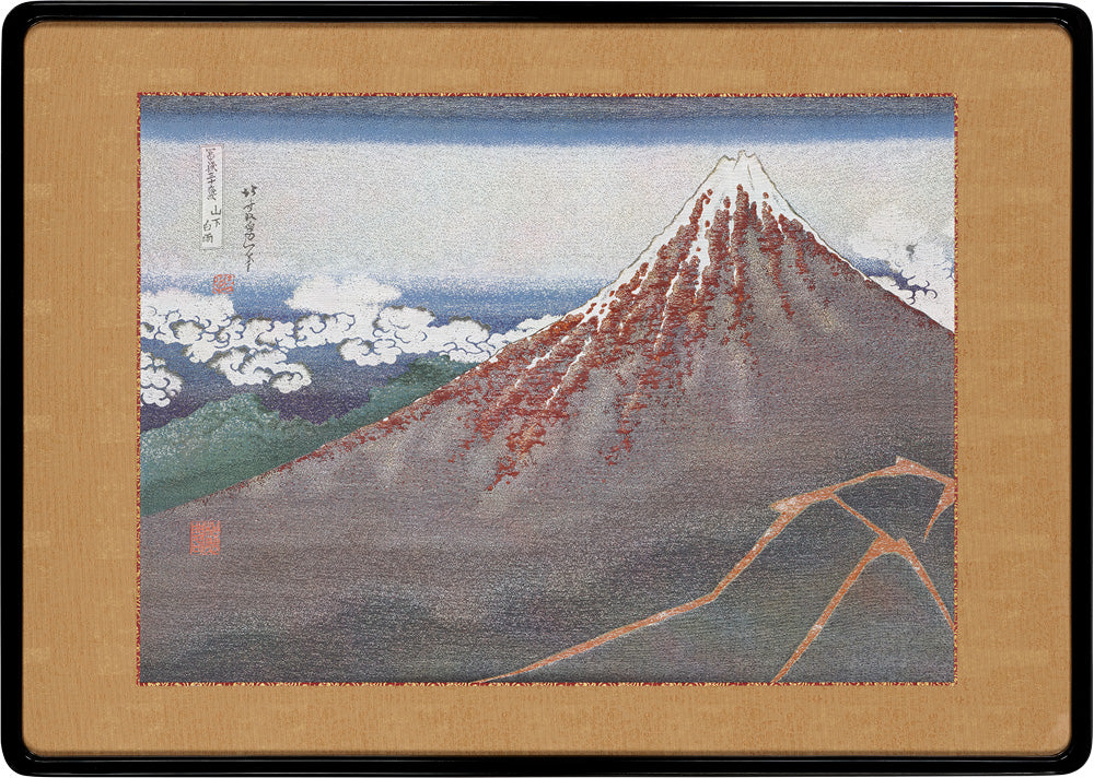 Nishijin Luxury Textile Artwork Ukiyo-e Shower Below the Summit (Hokusai's Thirty-Six Views of Mt. Fuji)