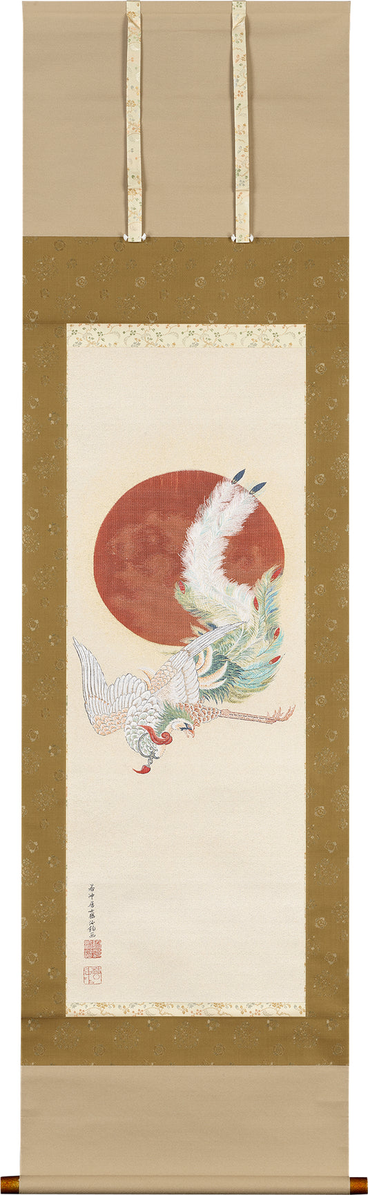 Nishijin Textile Hanging Scroll  Jakuchu Phoenix