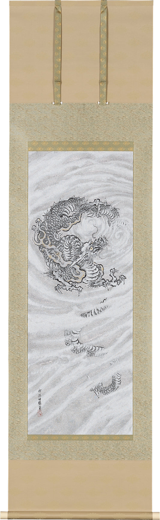 Nishijin Textile Hanging Scroll Kano Tanyu (Dragon in the Clouds)