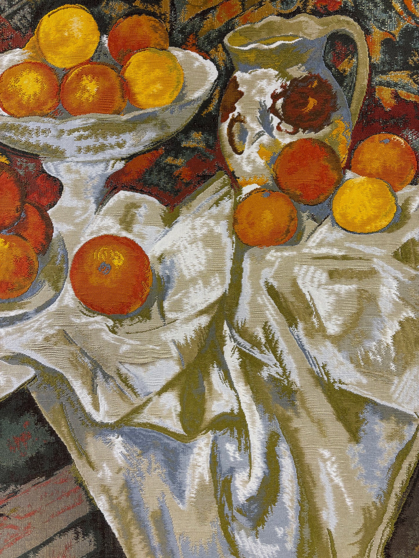Nishijin Brocade Textile Artwork Cezanne "Apples and Oranges" close up