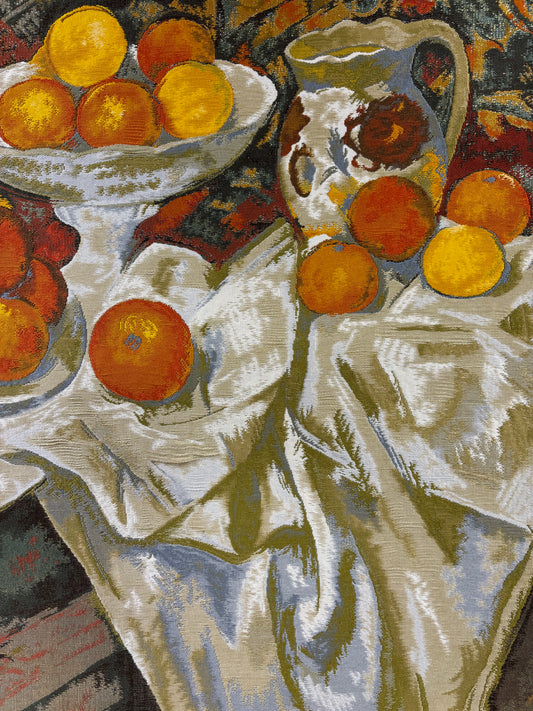 Nishijin Brocade Textile Artwork Cezanne "Apples and Oranges" close up