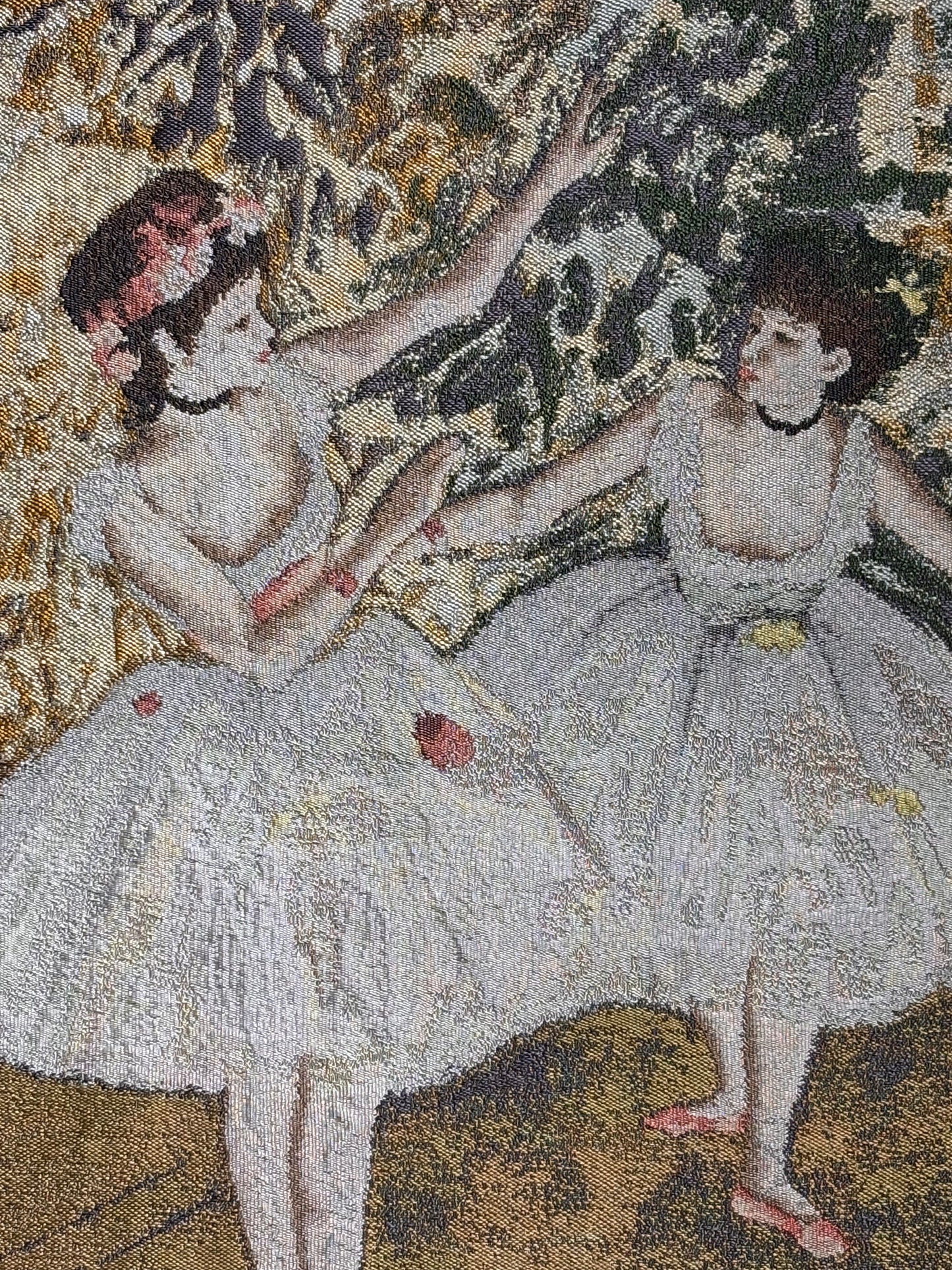 Nishijin Brocade Textile Artwork Degas "Two dancers on the stage" close up