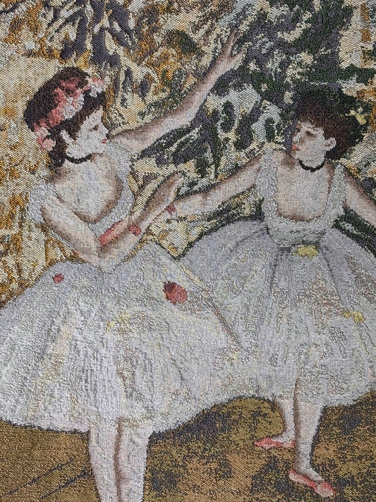 Nishijin Brocade Textile Artwork Degas "Two dancers on the stage" close up