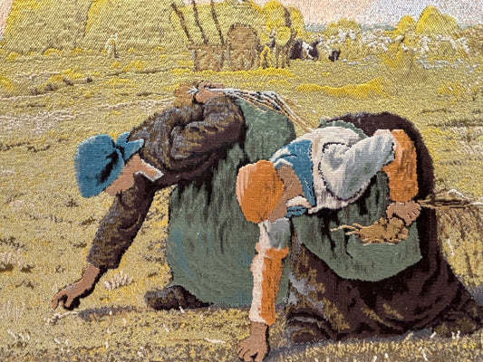 Nishijin Brocade Textile Artwork Millet's "The Gleaners" close up