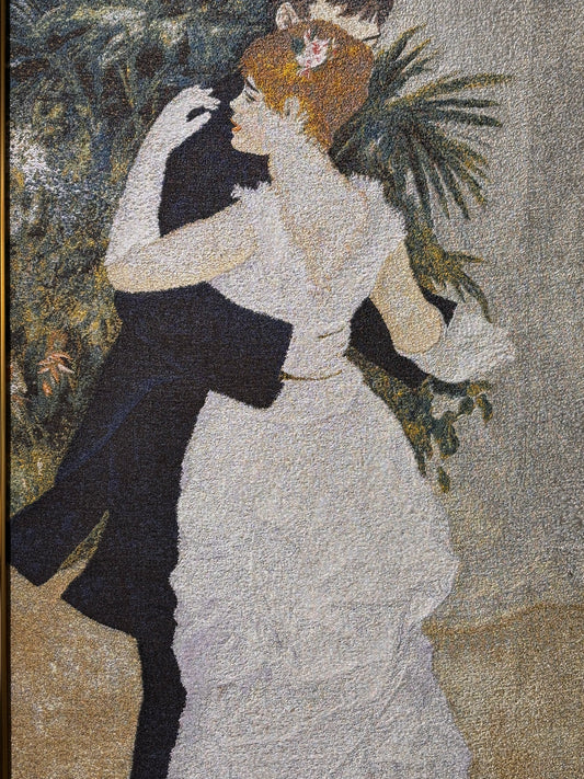 Nishijin Brocade Textile Artwork Renoir "Dance of the City" close up