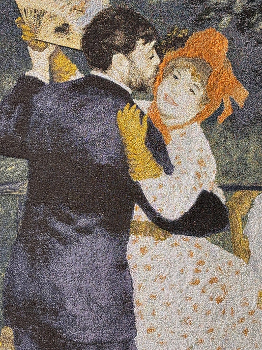 Nishijin Brocade Textile Artwork Renoir "Rural Dance" close up
