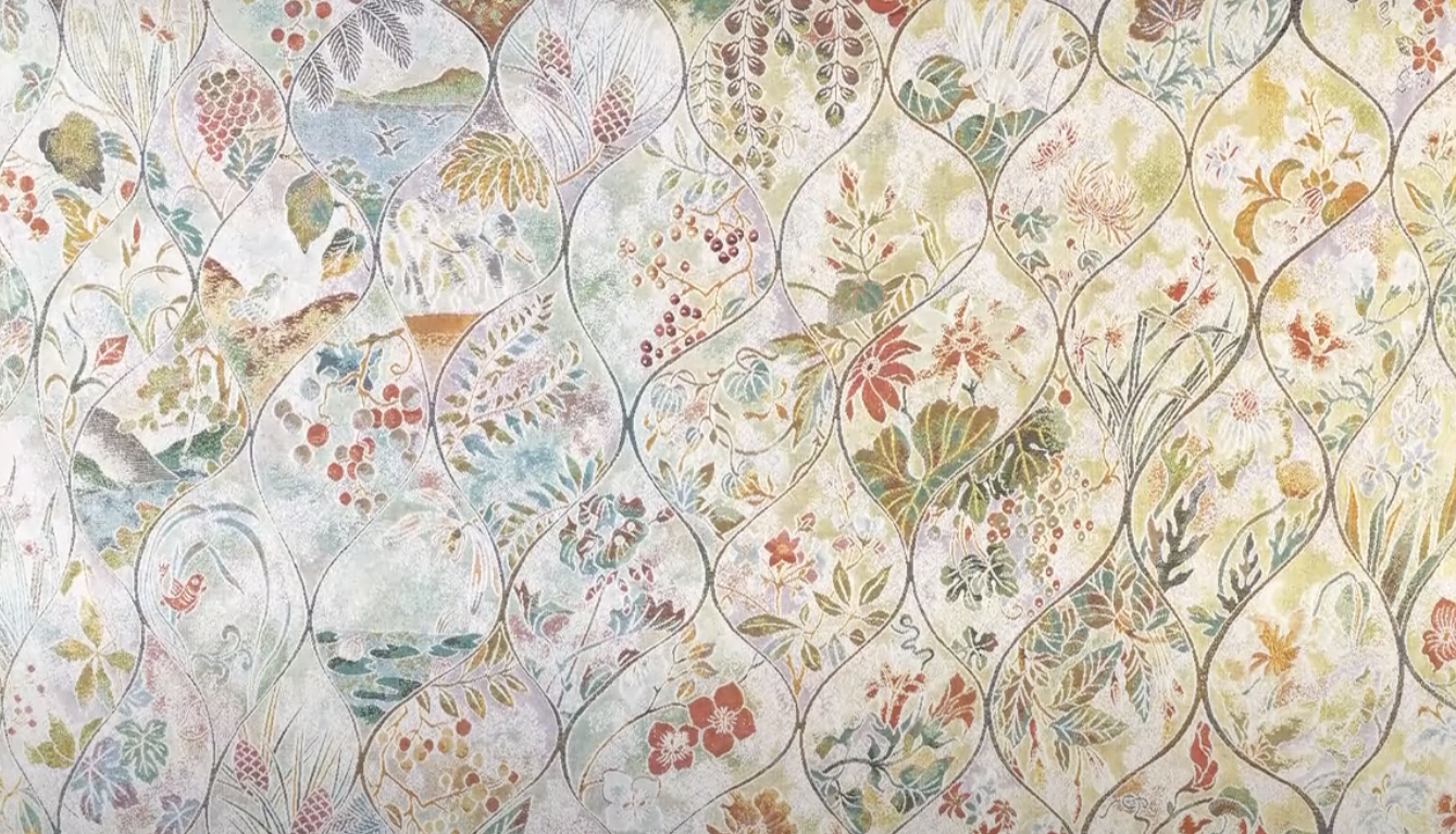 Nishijin Luxury Obi Tapestry Art Nouveau close up