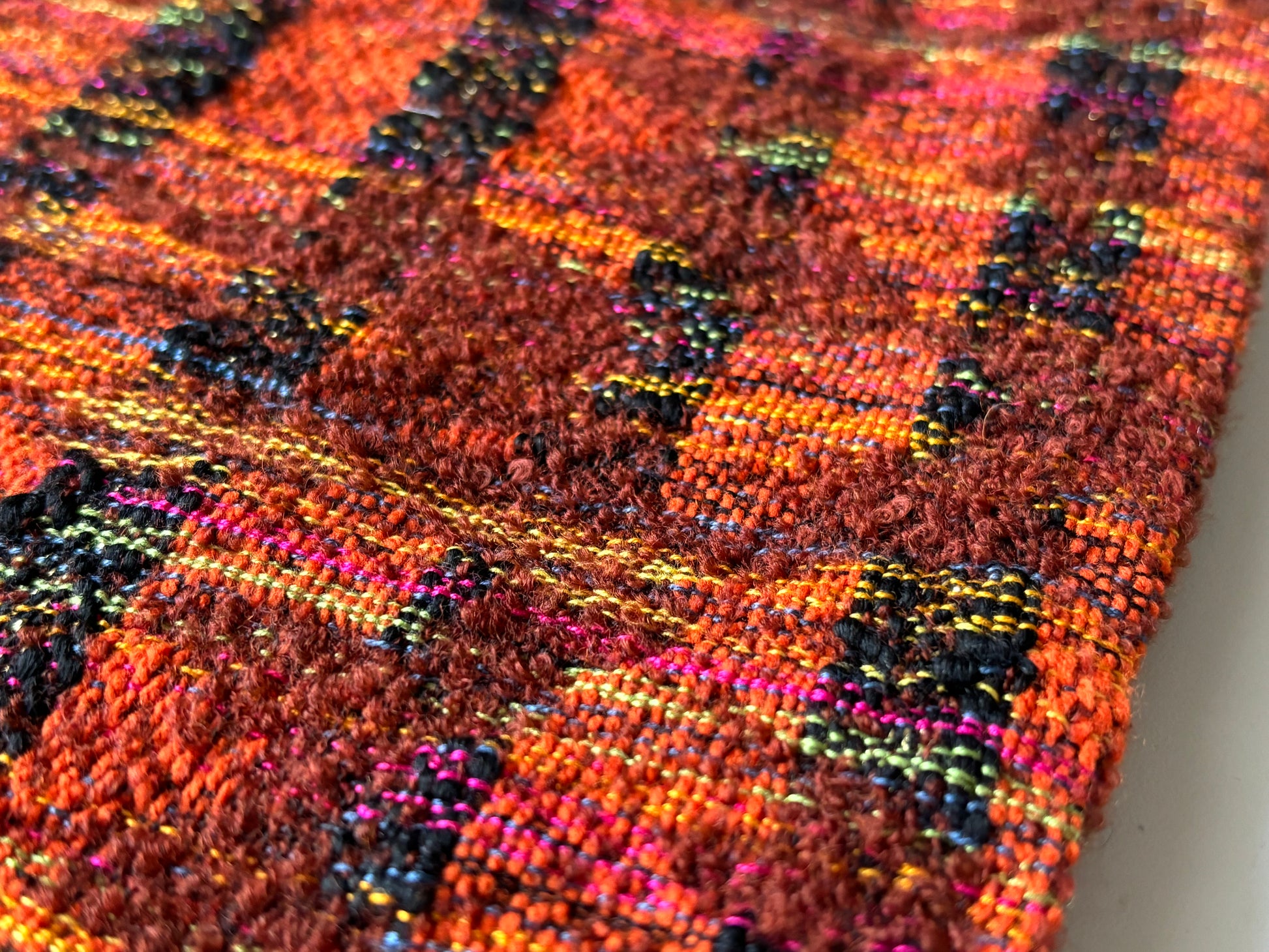 Rui Couture Elegant Orange Tweed Skirt  close up