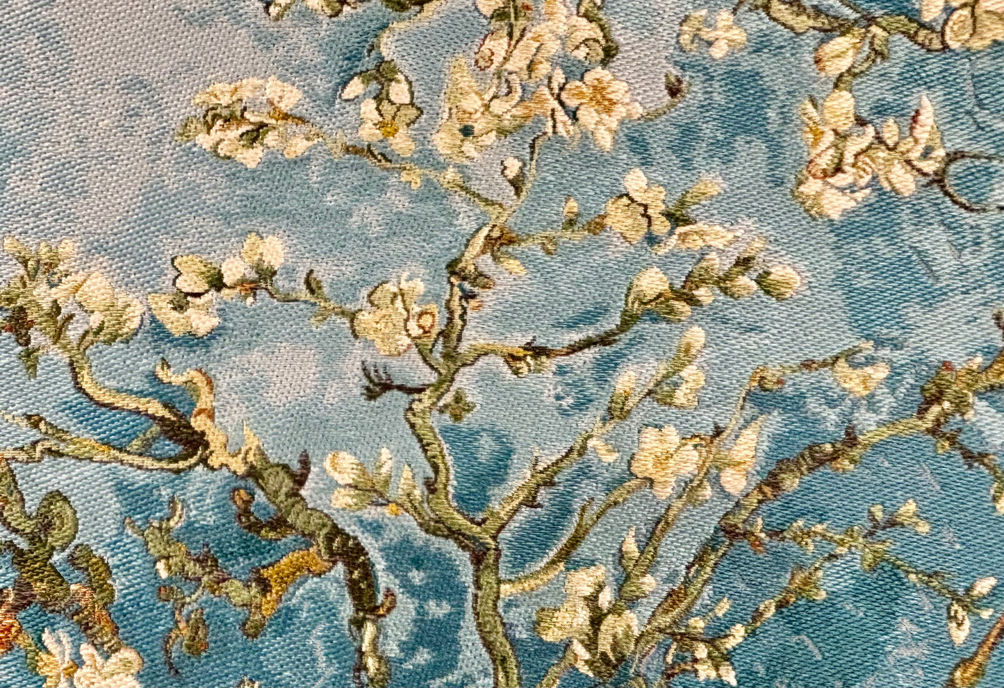 Nishijin Brocade Textile Artwork Van Gogh "Blooming Almond Tree Branch" detail