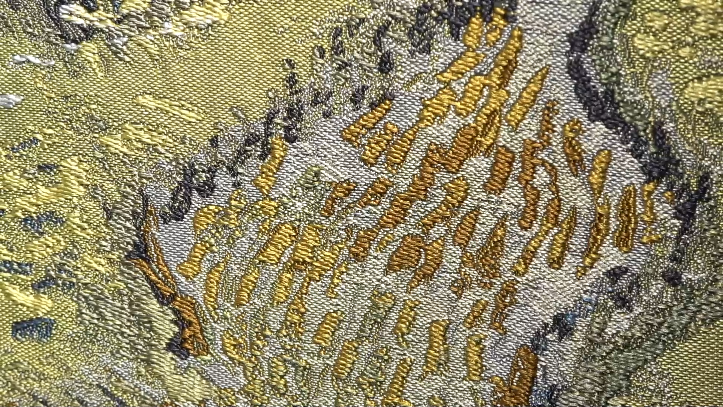 Nishijin Brocade Textile Artwork Van Gogh "Church of Auvers" detail