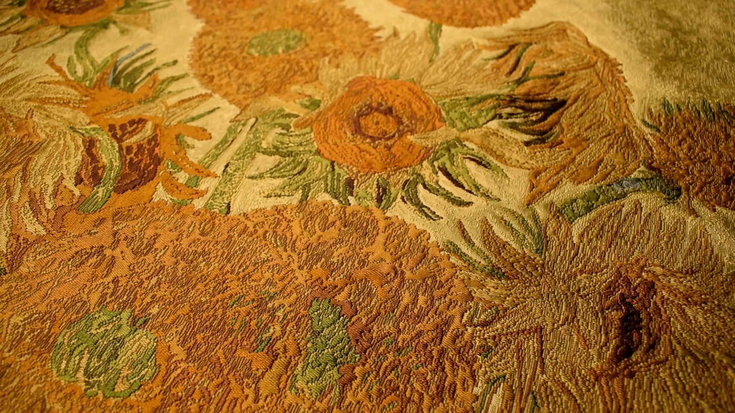 Nishijin Brocade Artwork Van Gogh "Sunflower" close up