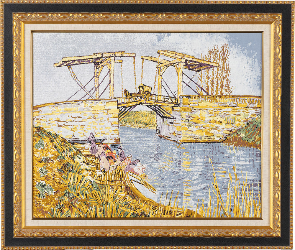 Nishijin Brocade Textile Artwoork Van Gogh "The Langlois Bridge at Arles."