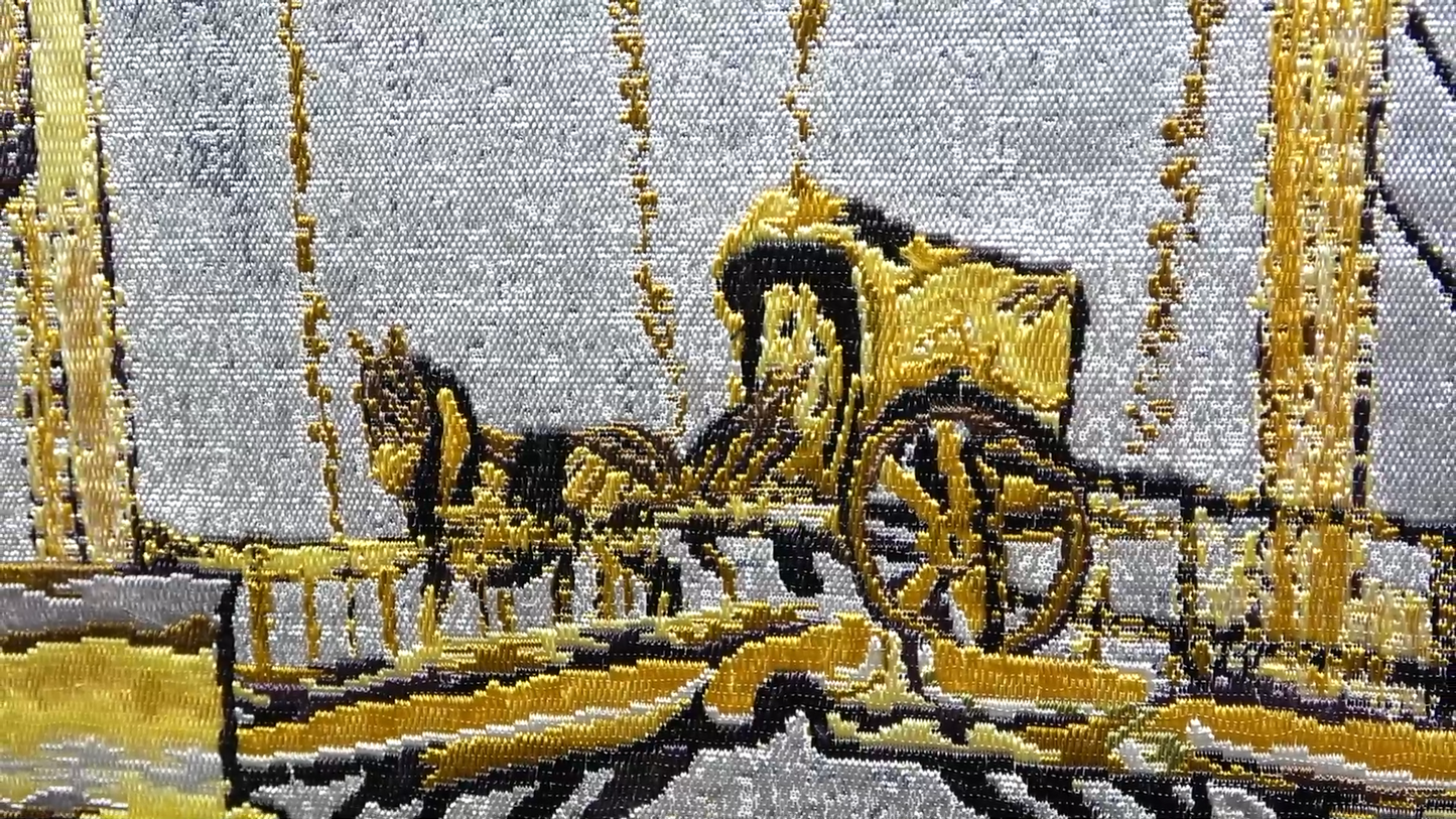 Nishijin Brocade Textile Artwork Van Gogh "The Langlois Bridge at Arles." close up