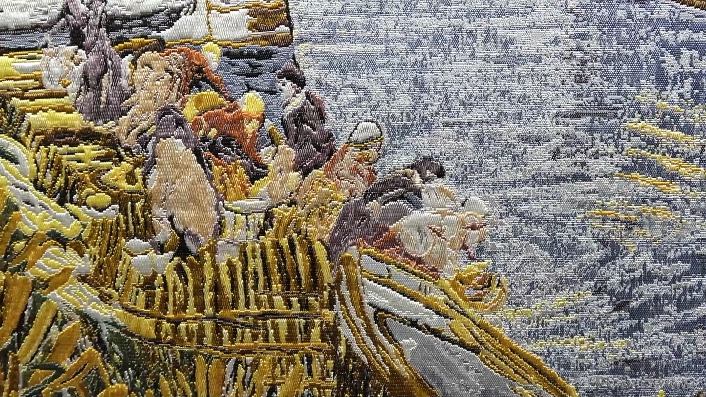 Nishijin Brocade Textile Artwork Van Gogh "The Langlois Bridge at Arles." detail