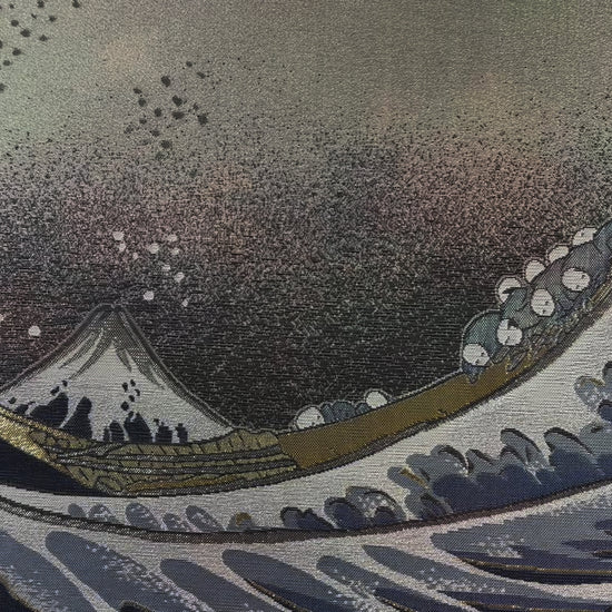 Nishijin Luxury Ukiyo-e Textile Artwork The Great Wave off Kanagawa (Hokusai, Thirty-Six Views of Mt. Fuji) video 2